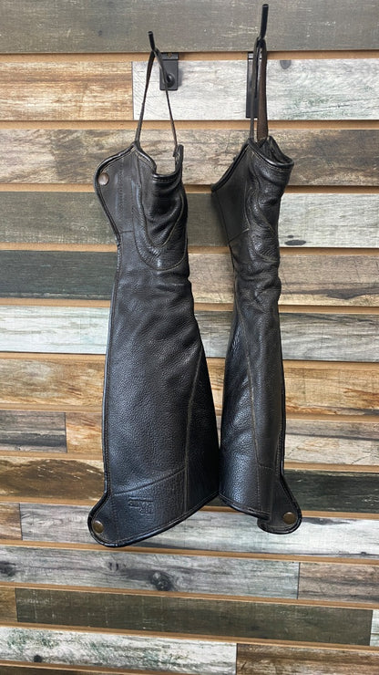 USED The Elite Leather Half Chaps Small Black