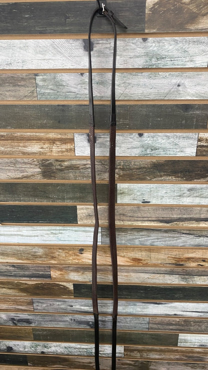 USED Golden Horseshoe Equestrian English Rubber/Leather Reins 48" Dark Oil