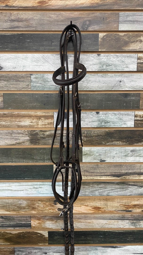 USED Golden Horseshoe Equestrian English Bridle With Reins XL Dark Oil