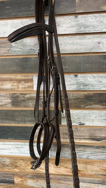 USED Golden Horseshoe Equestrian English Bridle With Reins XL Dark Oil