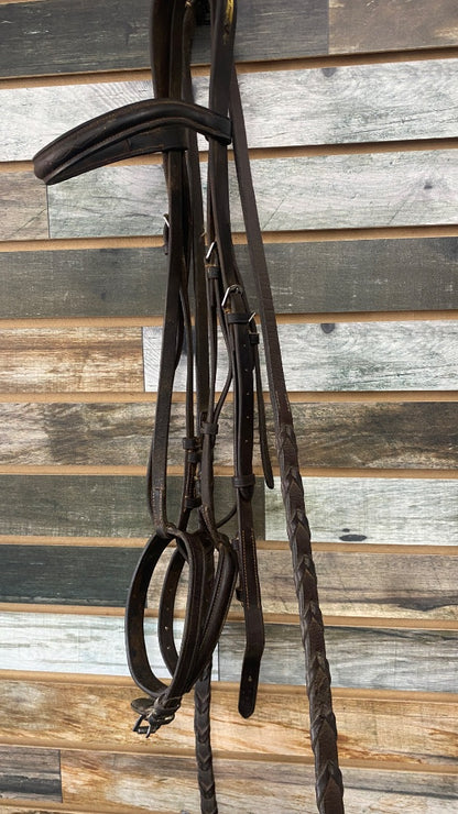 USED Golden Horseshoe Equestrian English Bridle With Reins XL Dark Oil