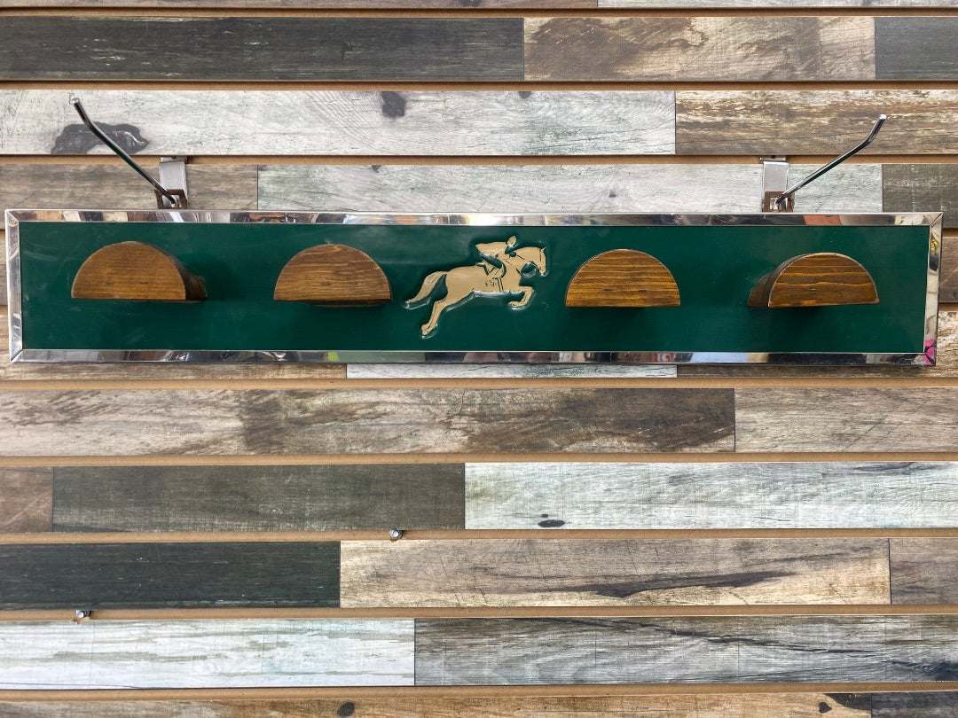 USED Warner’s Tack Manufacturing Bridal  Rack 36x6” Hunter Green/Silver/Wood