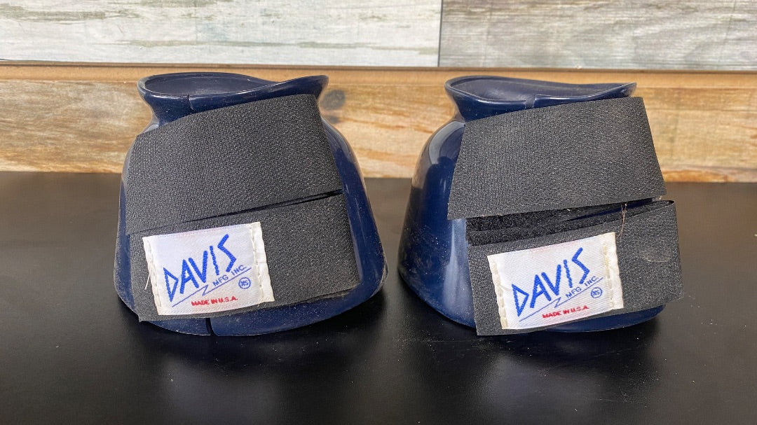 USED (NEW) Davis Navy Velcro Rubber Bell Boots (XS)