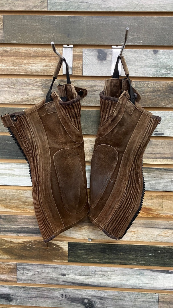 USED Youth Suede Half Chaps Youth Medium Brown Suede