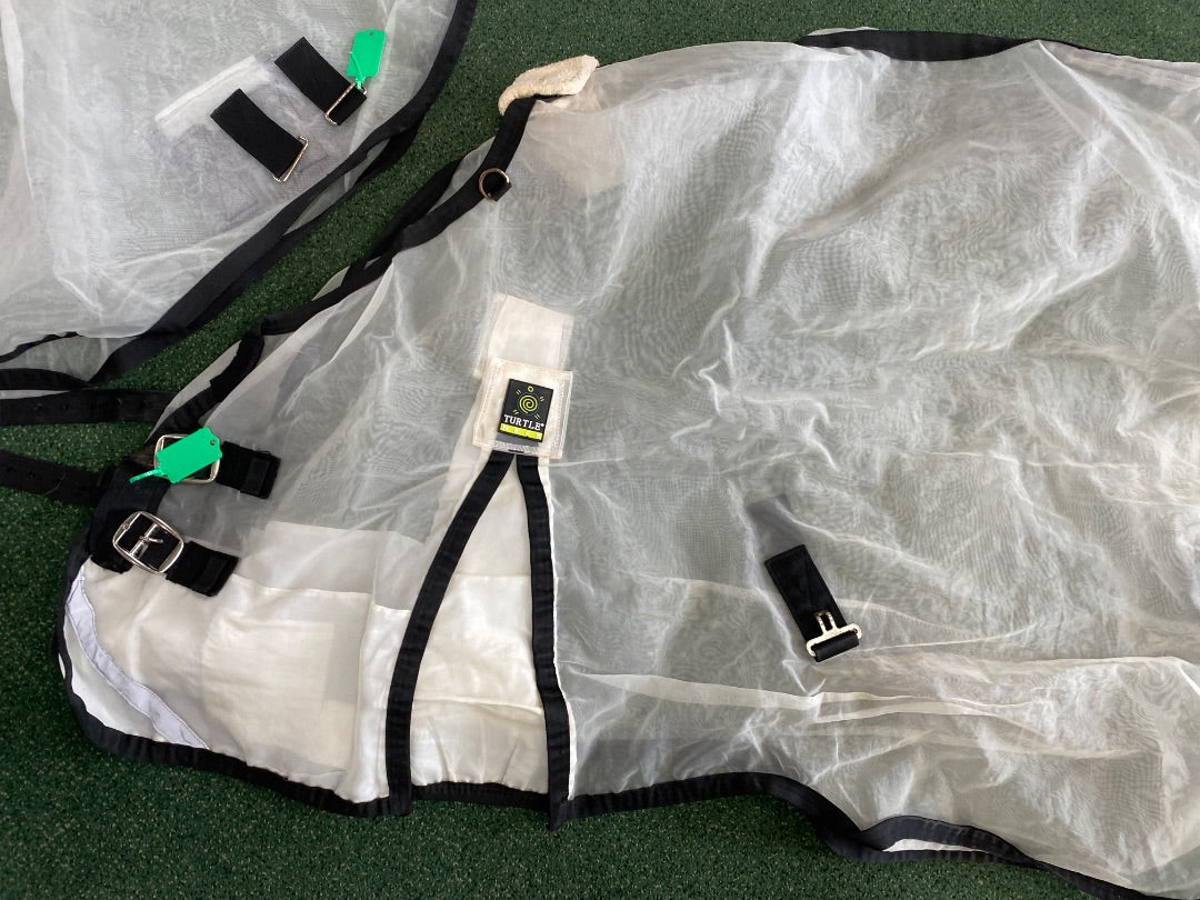 USED Fly Turtle Fly Sheet with Neck 72" White with Black Trim