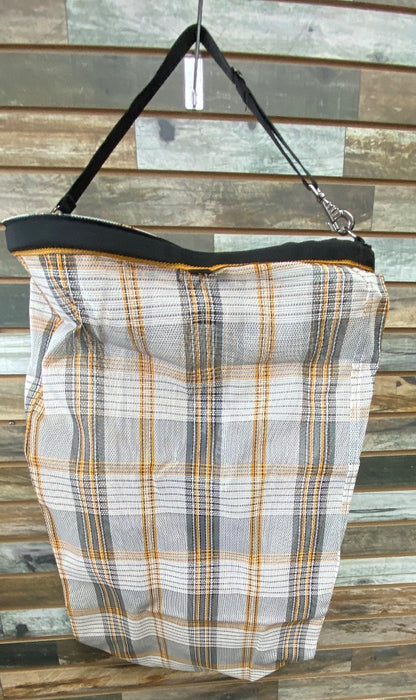 Kensington 2 Flake Hay Bag with Rim  Black/Orange Plaid