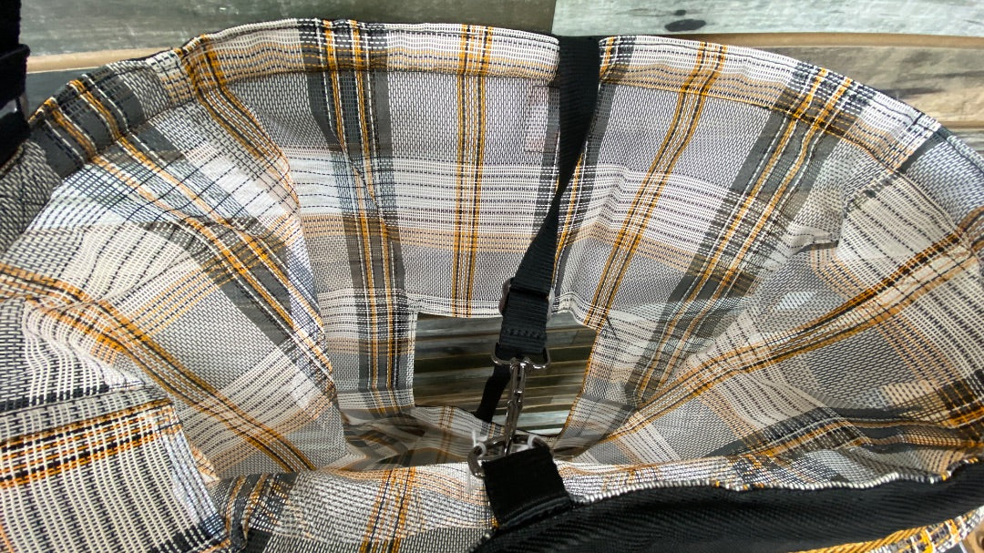 Kensington 2 Flake Hay Bag with Rim  Black/Orange Plaid