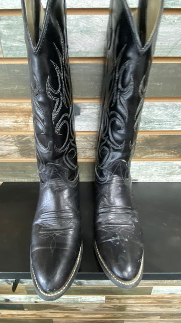 USED  Ladies Western Boots Round Toe Low Heel 8 1/2 Black