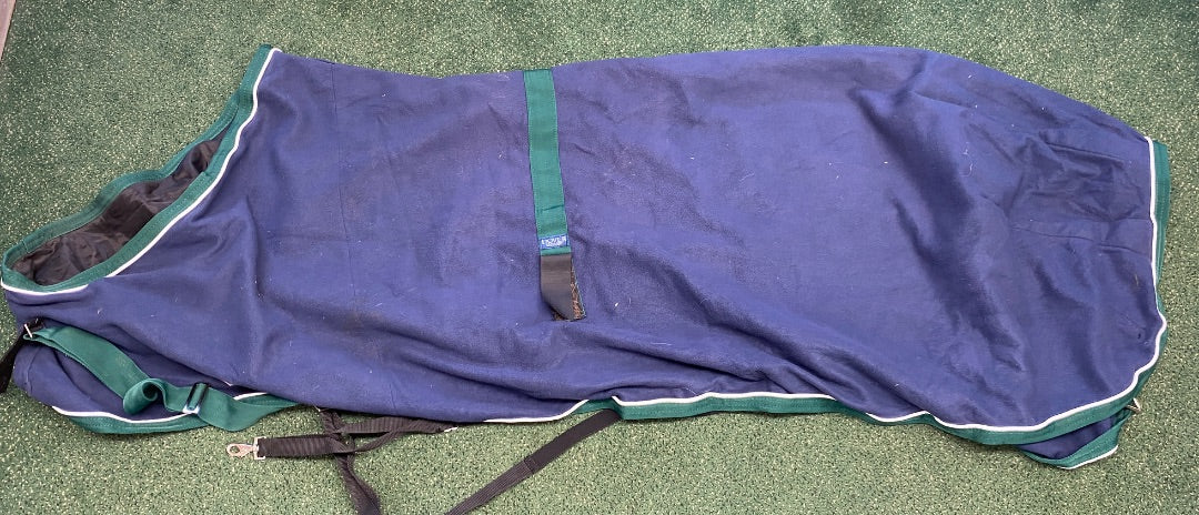 USED Dover Saddlery Fleece Cooler 82" blue with Green/white trim 82" Blue w/Green/White Trim