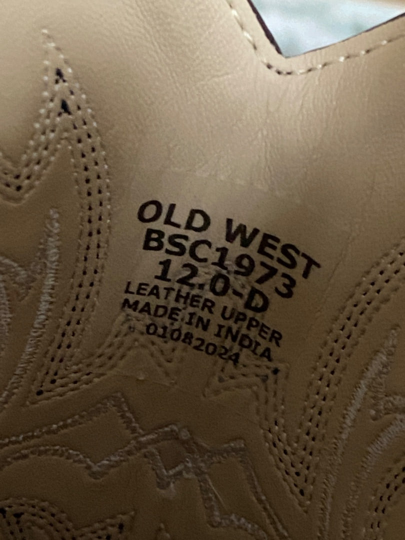 USED Old West Cowboy Boots | Youth 12 - Burgundy & Brown