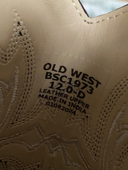 USED Old West Cowboy Boots | Youth 12 - Burgundy & Brown