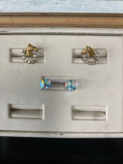 USED  Horse and Stirrup Earrings  Silver