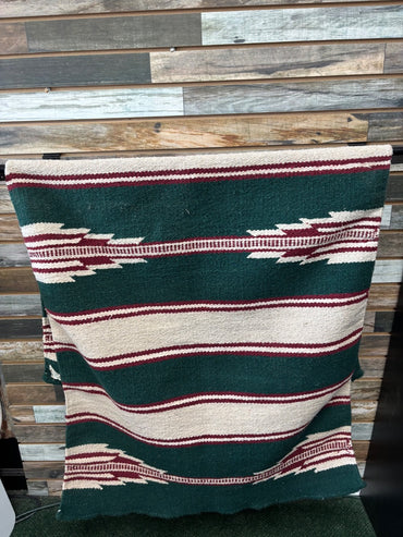 USED  Western Saddle Blanket  Green/Red/Tan