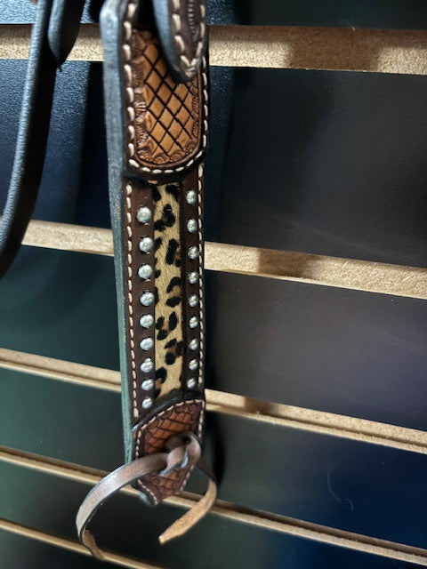 HIlason Leather Browband Headstall with Cheetah