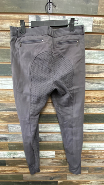 USED HR Farm Ladies English Breeches Silicone Full Seat HR Farm 30 Grey
