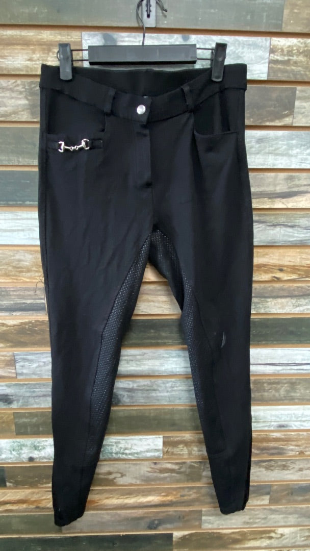 USED HR Farm Ladies English Breeches, Silicone Full Seat HR Farm 30 Black