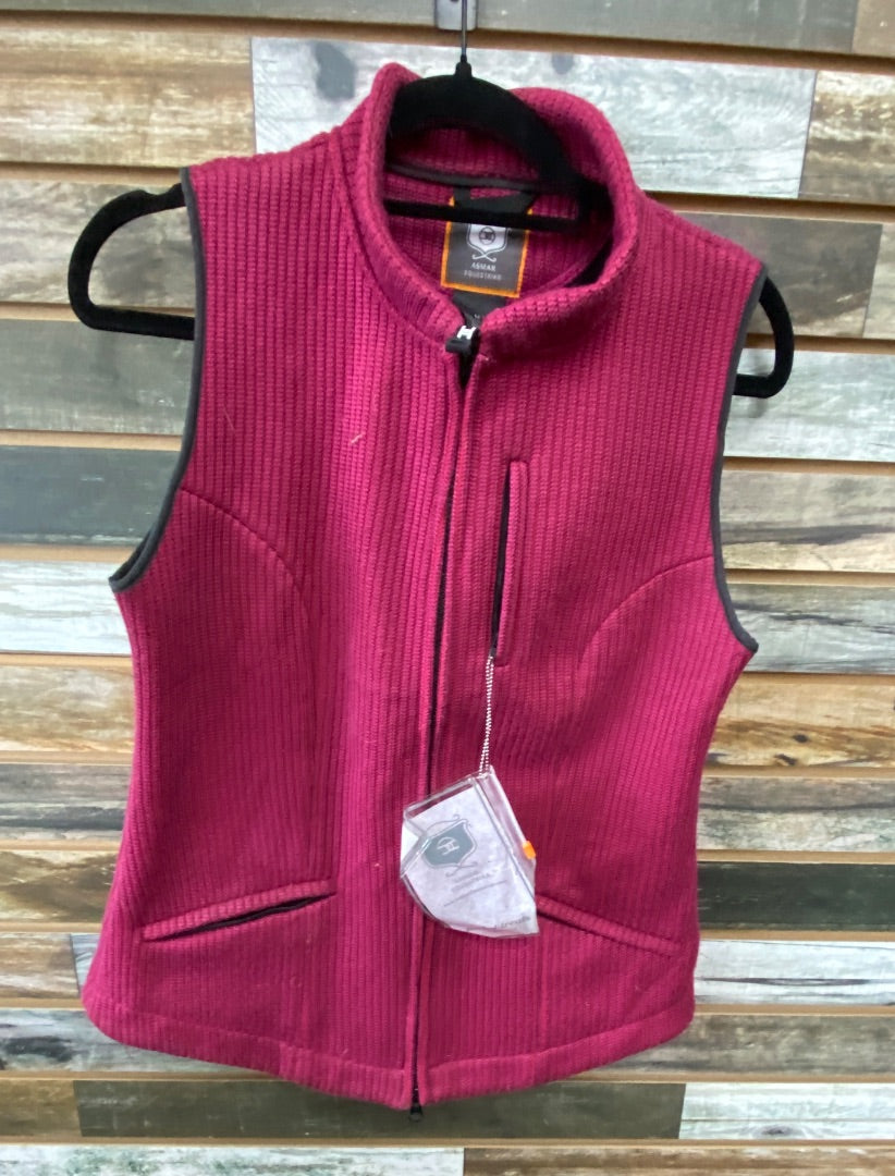 USED ASMAR Equestrian Ladies Dark Pink Knitted Vest M Dark Pink
