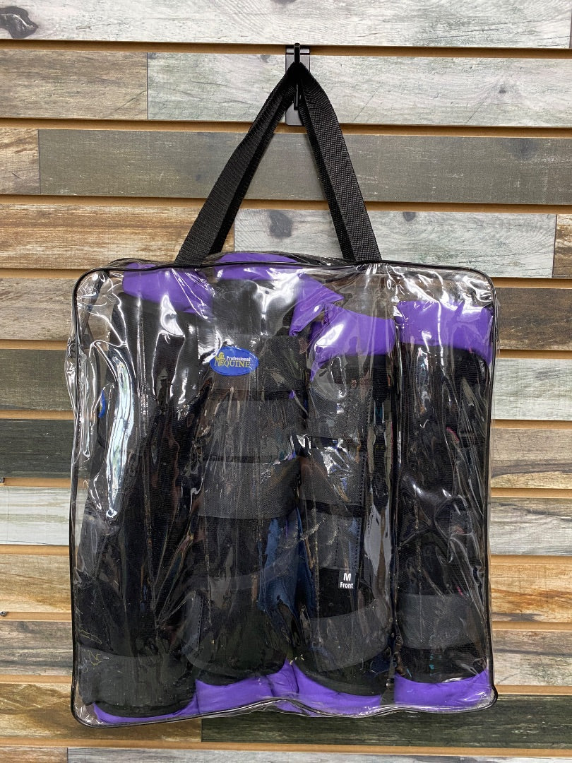 USED Professional Equine Full Set of Standing Wraps Medium Purple/Black