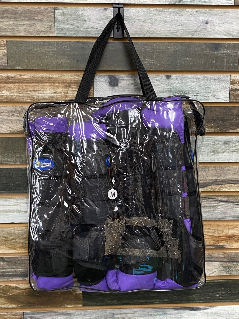 USED Professional Equine Full Set of Standing Wraps Medium Purple/Black