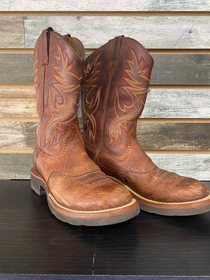 USED Ariat Ladies Western Boots Round Toe Low Heel 8B Brown