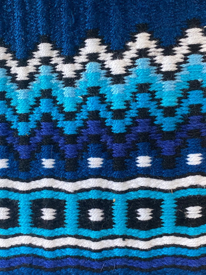 USED Bling Pads Wool Western Saddle Blanket 34x42 Blue | Ocean | White