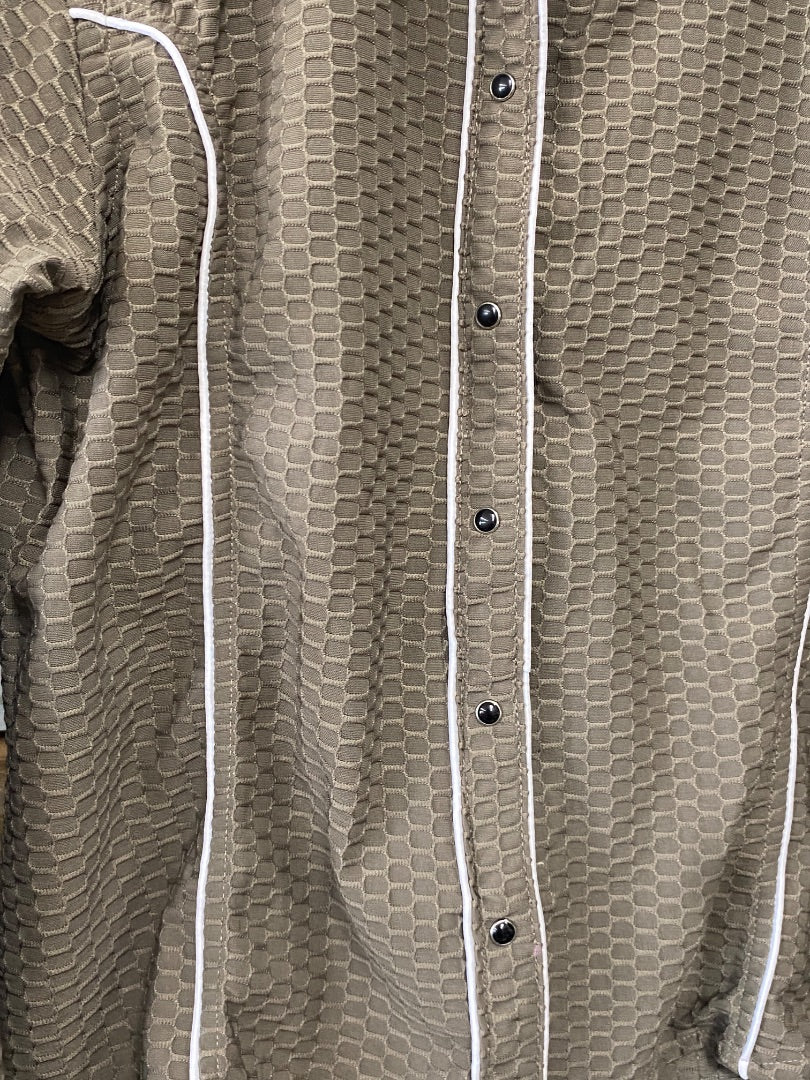USED Pookie Long Sleeve Ladies Western Show Shirts XL Textured Grey | White Trim