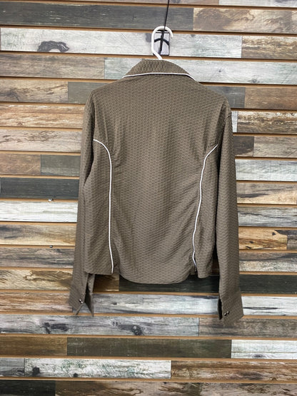 USED Pookie Long Sleeve Ladies Western Show Shirts XL Textured Grey | White Trim