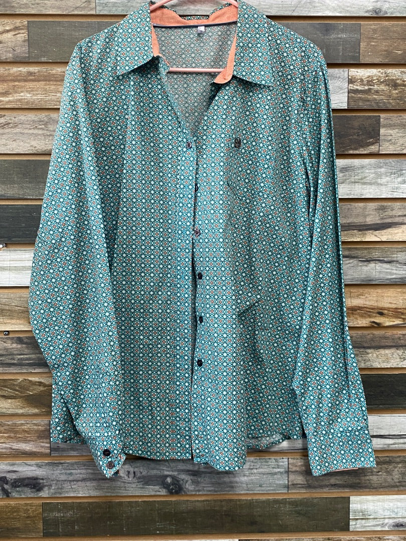 USED Cinch Long Sleeve Ladies Western Show Shirts XXL Patterned
