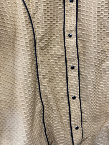 USED Long Sleeve Ladies Western Show Shirts XL Tan | Black Trim