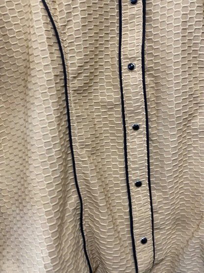 USED Long Sleeve Ladies Western Show Shirts XL Tan | Black Trim
