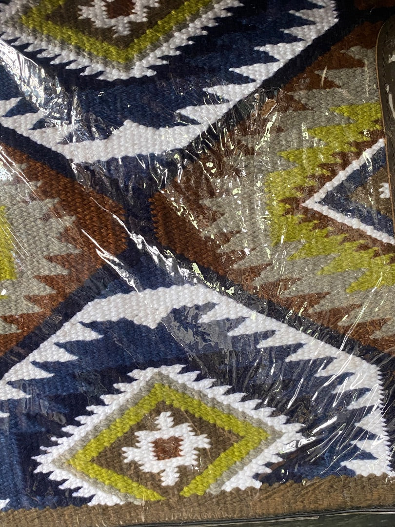 USED Back Road Wool Show Blanket 34x40 Olive | Brown | Blue | Navy