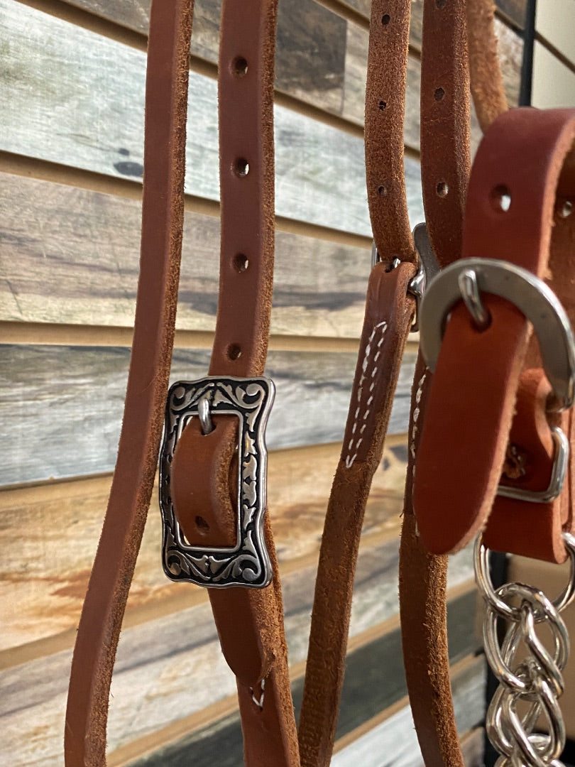 USED  Browband Headstall Horse Medium Oil | Etched Buckles