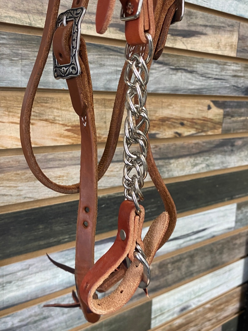 USED  Browband Headstall Horse Medium Oil | Etched Buckles