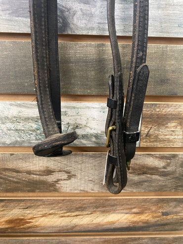 USED  Leather Lead Lines with Stoppers  Brown