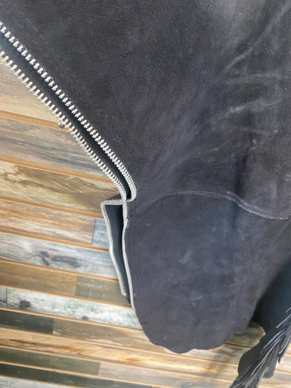 USED  Ladies Western Suede Chaps with Fringe Small Black