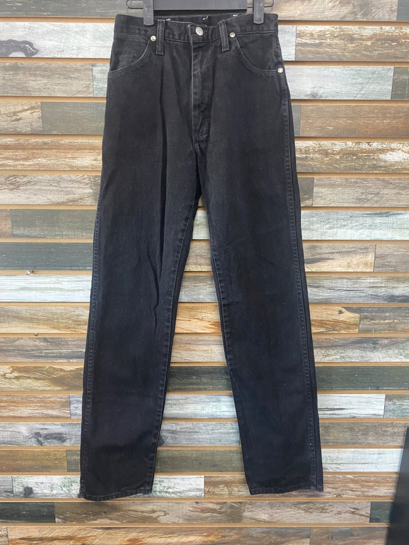 USED Wrangler Ladies Straight Leg Jeans 7x32 Black