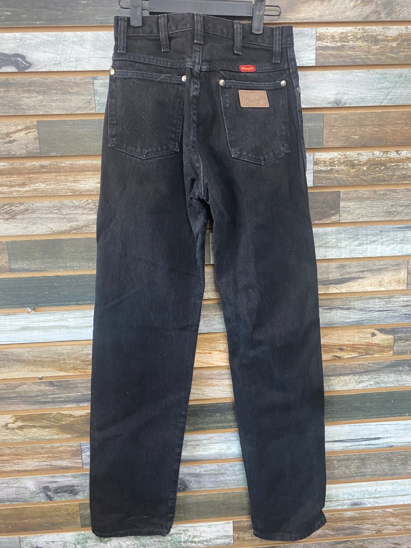 USED Wrangler Ladies Straight Leg Jeans 7x32 Black