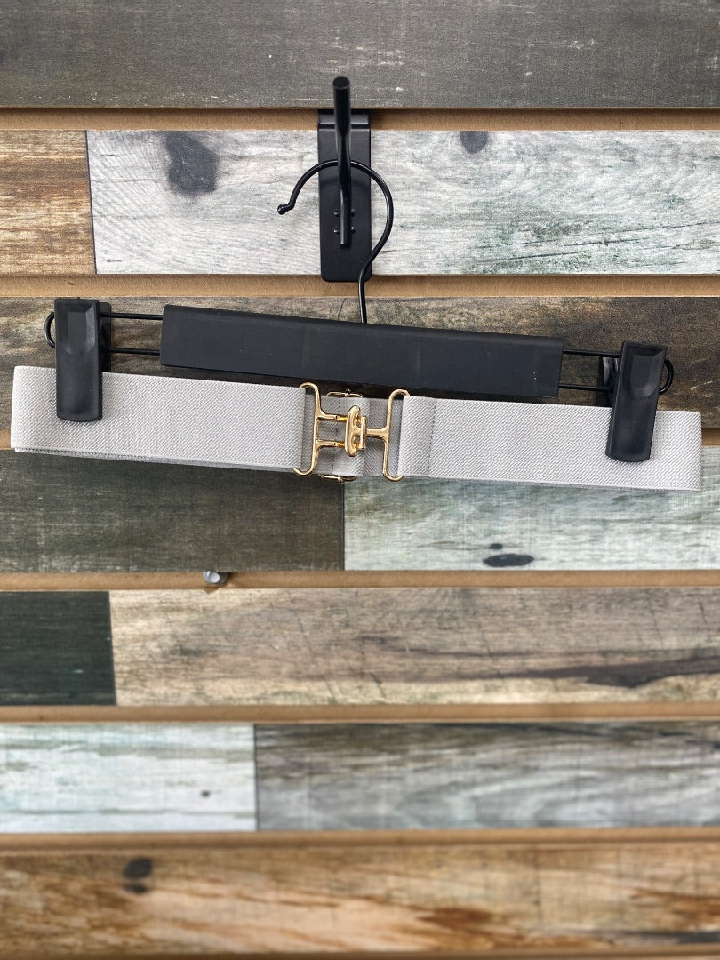 USED Adjustable Elastic Belt with Surcingle Snap Adjustable Grey | Gold Surcingle Buckle
