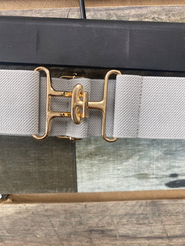 USED Adjustable Elastic Belt with Surcingle Snap Adjustable Grey | Gold Surcingle Buckle