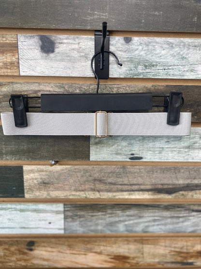 USED Adjustable Elastic Belt with Surcingle Snap Adjustable Grey | Gold Surcingle Buckle