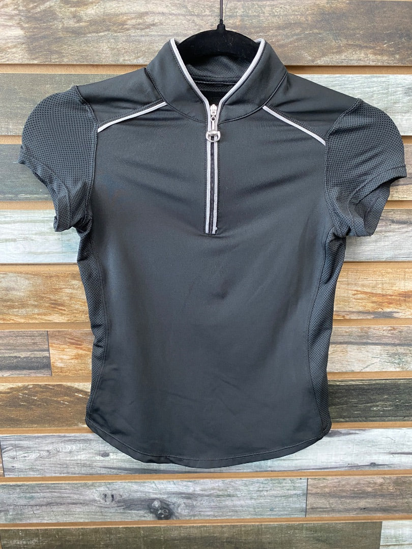 USED Chestnut Bay Youth Vented Riding Tops Youth Medium Dark Grey | White Trim