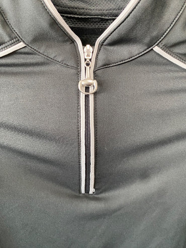 USED Chestnut Bay Youth Vented Riding Tops Youth Medium Dark Grey | White Trim