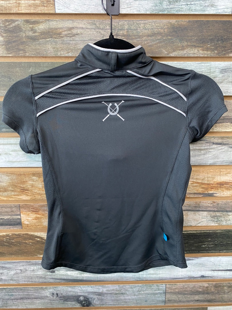 USED Chestnut Bay Youth Vented Riding Tops Youth Medium Dark Grey | White Trim
