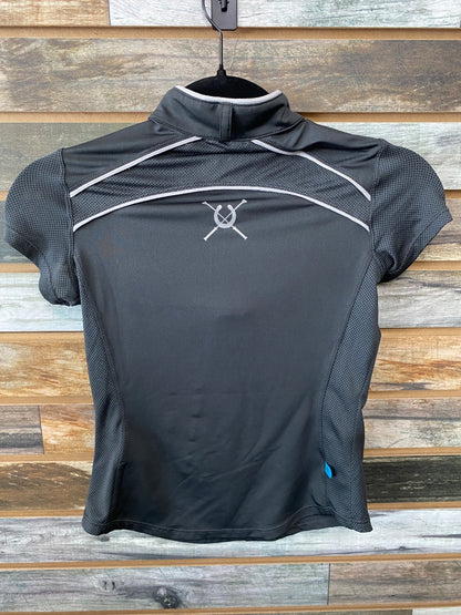 USED Chestnut Bay Youth Vented Riding Tops Youth Medium Dark Grey | White Trim