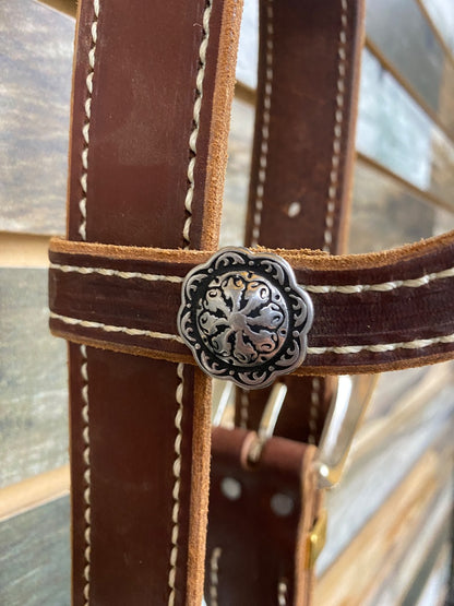 USED  One Ear Headstall with Silver Star Conchos and Bit Draft Dark Oil