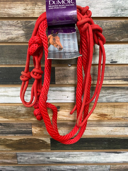 USED Dumor Rope Halter With Lead Rope  Red