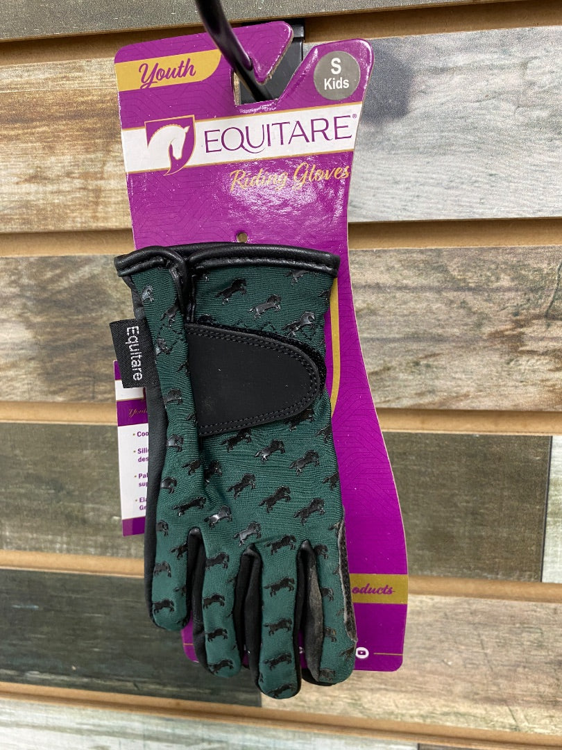 USED Equitare Youth Riding Gloves Small Green