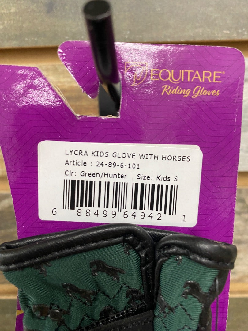 USED Equitare Youth Riding Gloves Small Green