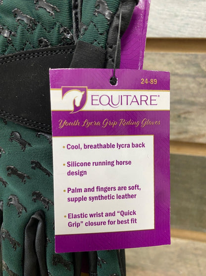 USED Equitare Youth Riding Gloves Small Green
