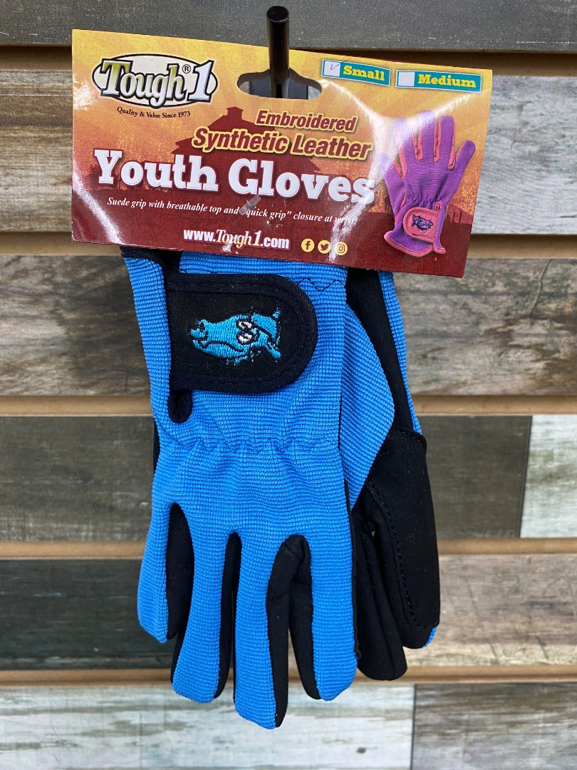 USED Tough1 Youth English Riding gloves Youth Blue